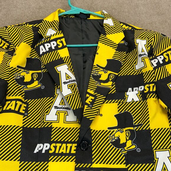 Appalachian State Blazer Jacket Size Small Gold Black Plaid AOP Yosef Top Drawer - Picture 2 of 11